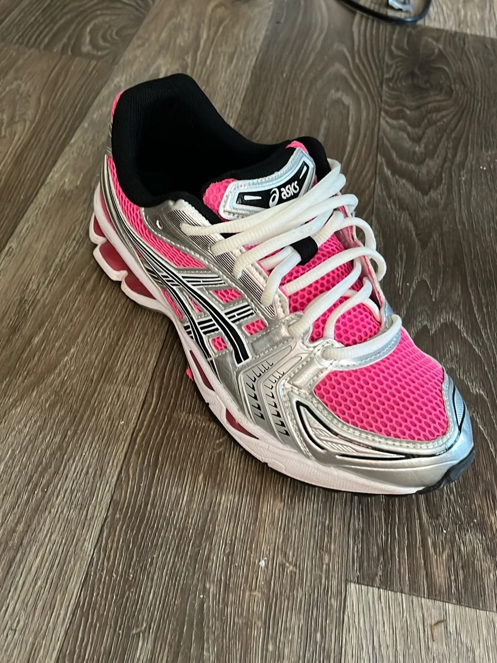Asics Hot Pink and Silver Athletic Sneakers